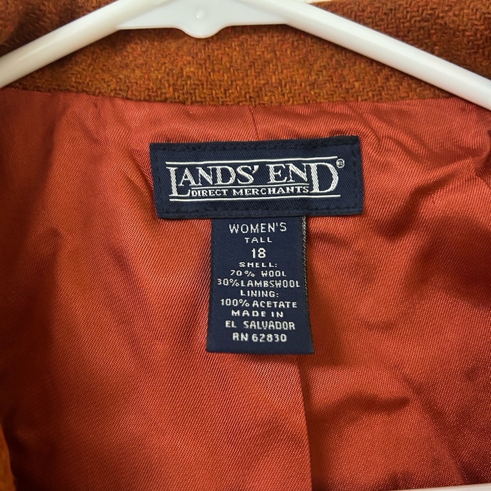 Vintage Lands’ End Women’s Blazer Wool Blend 18 Tall - Picture 3 of 6
